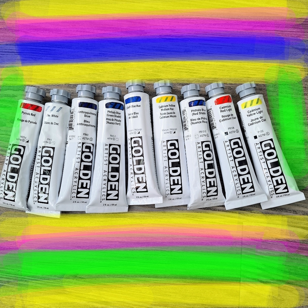 Golden Acrylis Paint Tube 59ml Lot Of 9